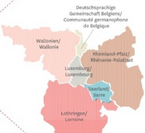 Karte der Großregion; ein Auszug aus dem Kalenderblatt September des Kulturkalenders